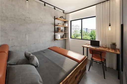 Industrial bedroom 2 in a Berlayar Rise 4-room BTO flat, version 1