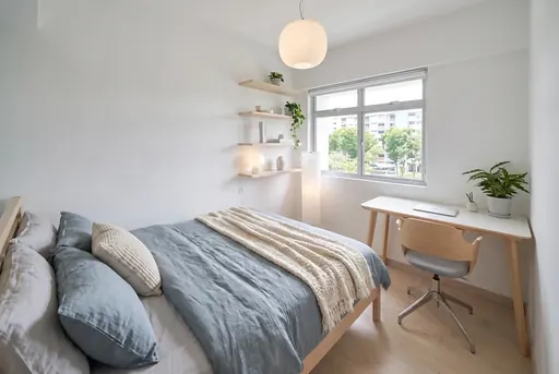 Scandinavian bedroom 2 in a Berlayar Rise 4-room BTO flat, version 2