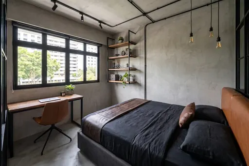 Industrial bedroom 3 in a Berlayar Rise 4-room BTO flat, version 2