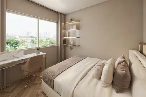 Modern Luxe bedroom 3 in a Berlayar Rise 4-room BTO flat, version 1