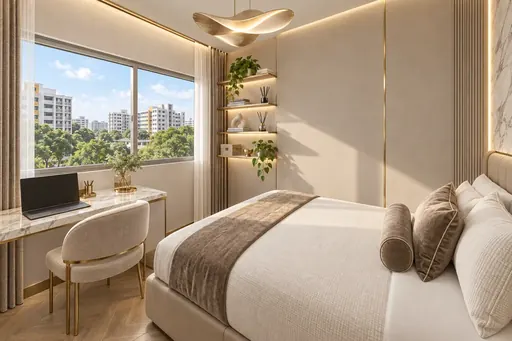 Modern Luxe bedroom 3 in a Berlayar Rise 4-room BTO flat, version 3