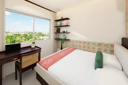Modern Peranakan bedroom 3 in a Berlayar Rise 4-room BTO flat, version 1