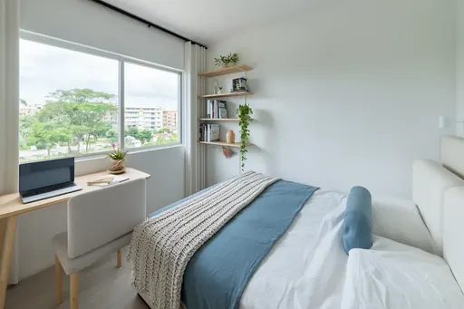 Scandinavian bedroom 3 in a Berlayar Rise 4-room BTO flat, version 1