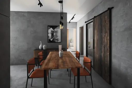 Industrial dining area in a Berlayar Rise 4-room BTO flat, version 1
