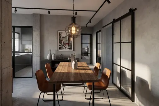 Industrial dining area in a Berlayar Rise 4-room BTO flat, version 2