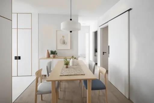 Scandinavian dining area in a Berlayar Rise 4-room BTO flat, version 1