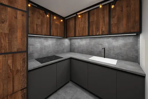 Industrial kitchen in a Berlayar Rise 4-room BTO flat, version 1