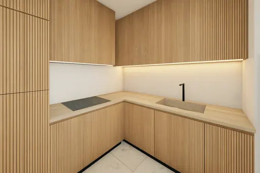 Japandi kitchen in a Berlayar Rise 4-room BTO flat, version 1