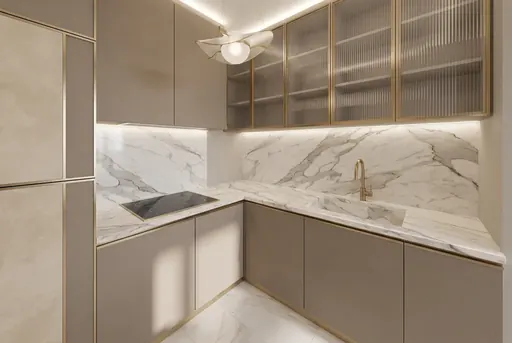 Modern Luxe kitchen in a Berlayar Rise 4-room BTO flat, version 2