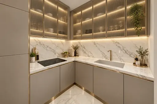 Modern Luxe kitchen in a Berlayar Rise 4-room BTO flat, version 3