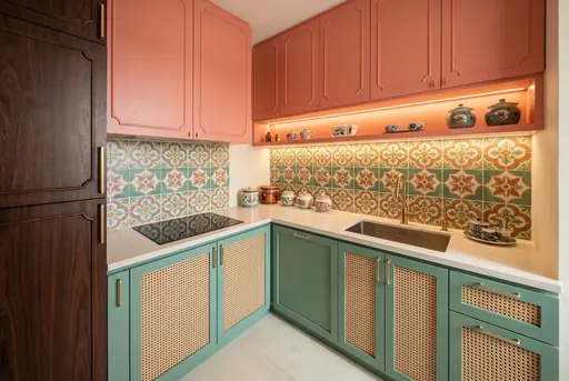 Modern Peranakan kitchen in a Berlayar Rise 4-room BTO flat, version 2