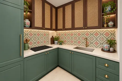 Modern Peranakan kitchen in a Berlayar Rise 4-room BTO flat, version 3