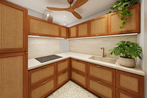 Modern Tropical kitchen in a Berlayar Rise 4-room BTO flat, version 1