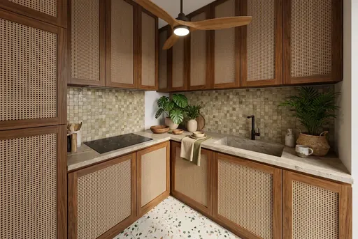 Modern Tropical kitchen in a Berlayar Rise 4-room BTO flat, version 2