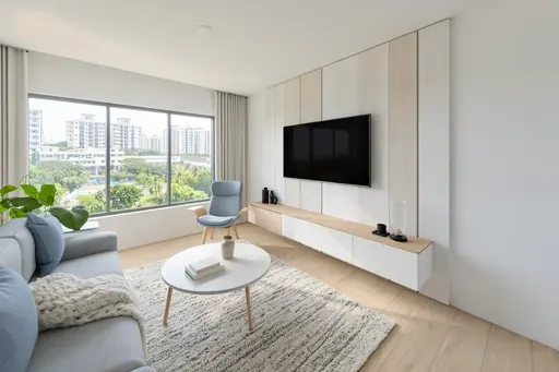 Scandinavian TV wall in a Berlayar Rise 4-room BTO flat, version 1