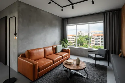 Industrial living room in a Berlayar Rise 4-room BTO flat, version 1