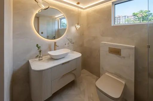 Modern Luxe master bathroom in a Berlayar Rise 4-room BTO flat, version 1